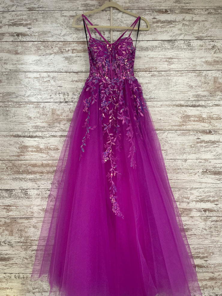 PINK/FLORAL A LINE GOWN (NEW)