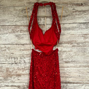 RED FULL SEQUIN LONG DRESS