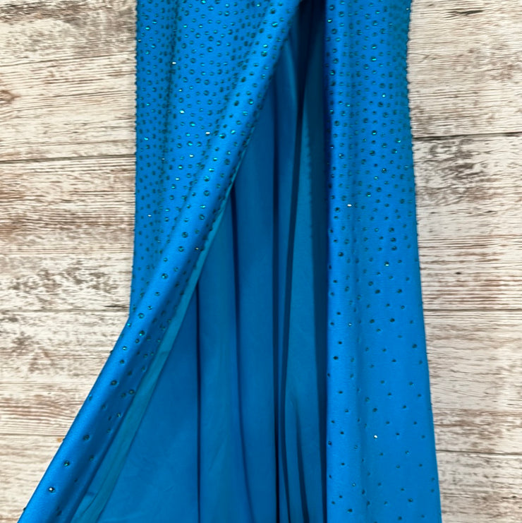 TEAL SPARKLY LONG EVENING GOWN