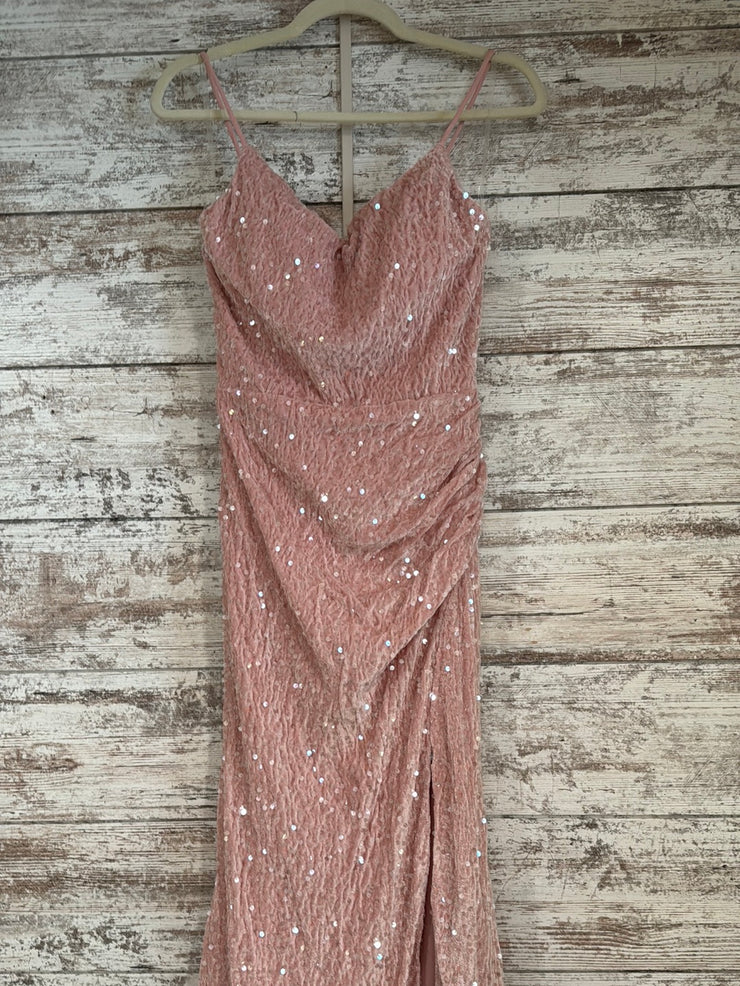 PINK SEQUIN LONG DRESS (NEW)