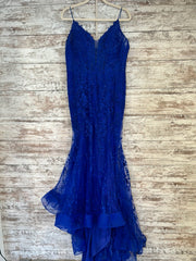 ROYAL BLUE/FLORAL LONG DRESS