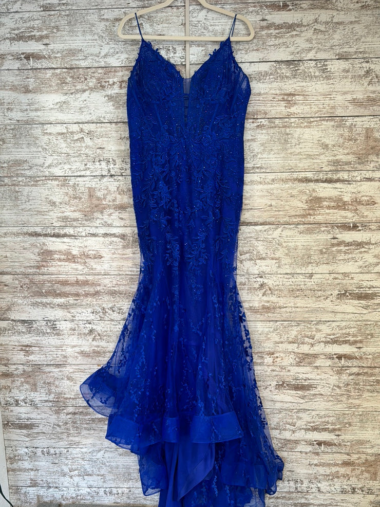 ROYAL BLUE/FLORAL LONG DRESS