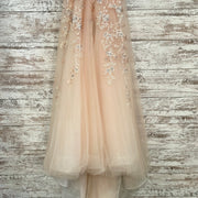 PEACH/FLORAL A LINE GOWN
