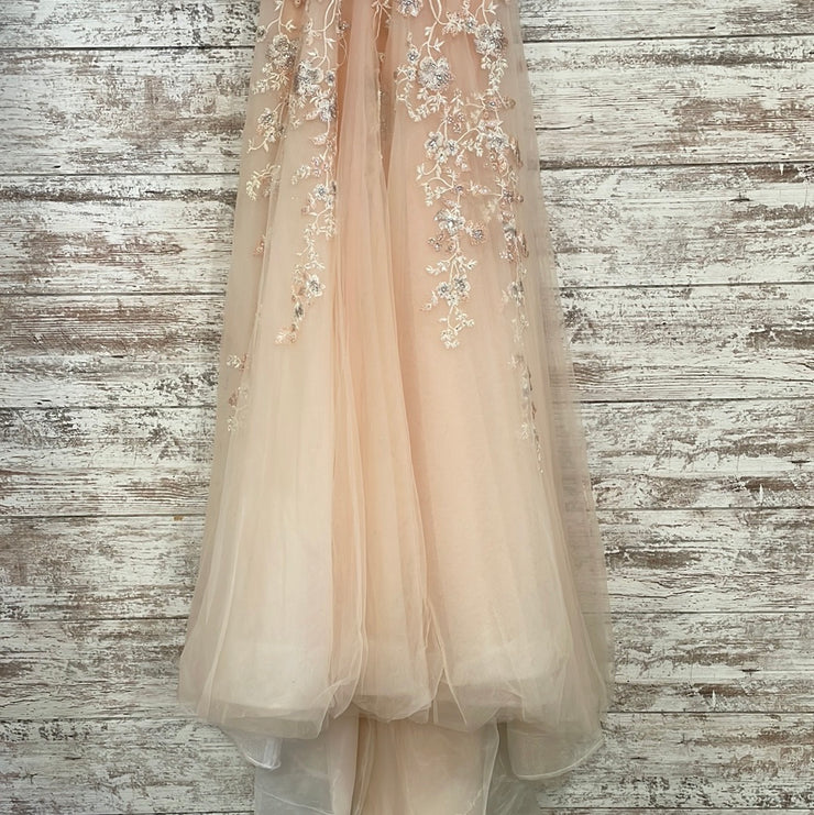 PEACH/FLORAL A LINE GOWN
