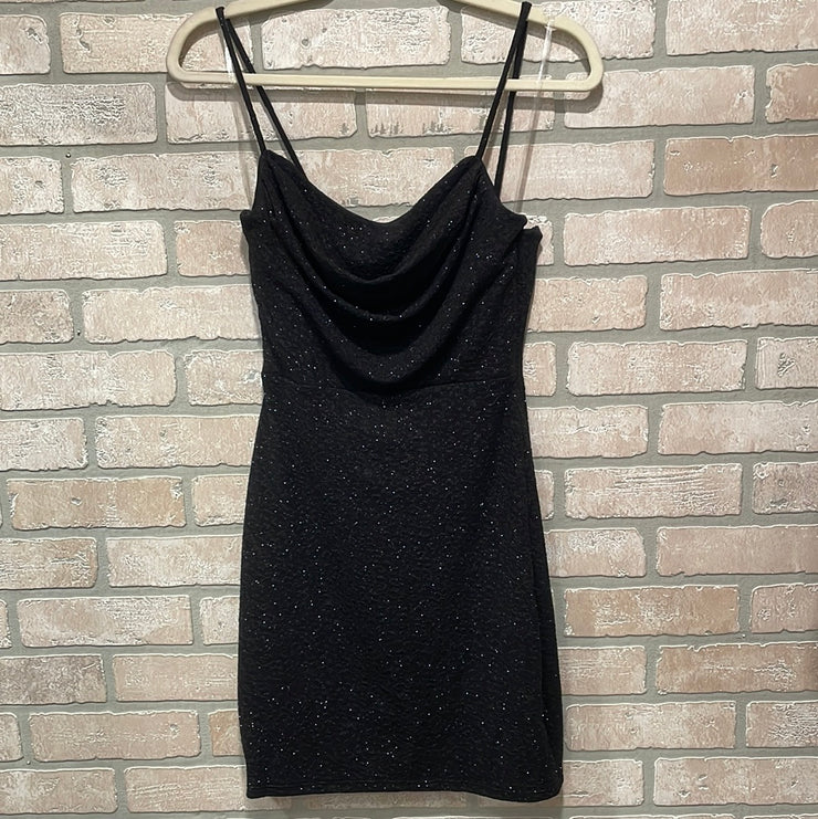 BLACK SPARKLY SHORT DRESS
