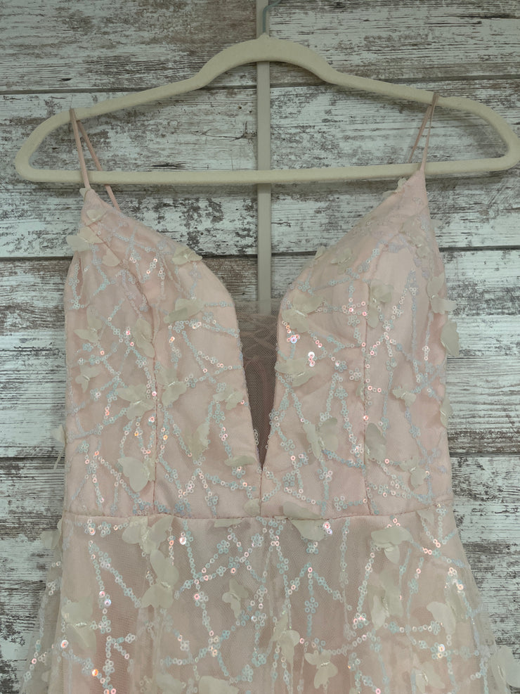 PINK/FLORAL A LINE GOWN
