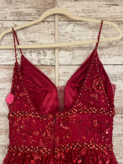 BURGUNDY SPARKLY A LINE GOWN