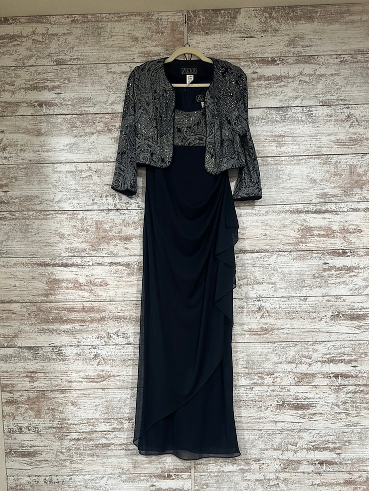 NAVY/SILVER 2 PC. LONG DRESS