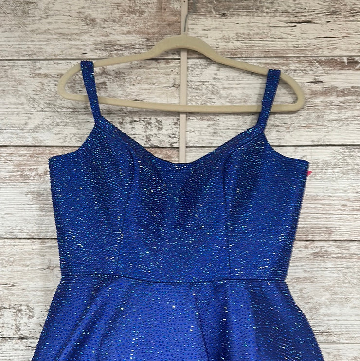 ROYAL BLUE SPARKLY A LINE GOWN