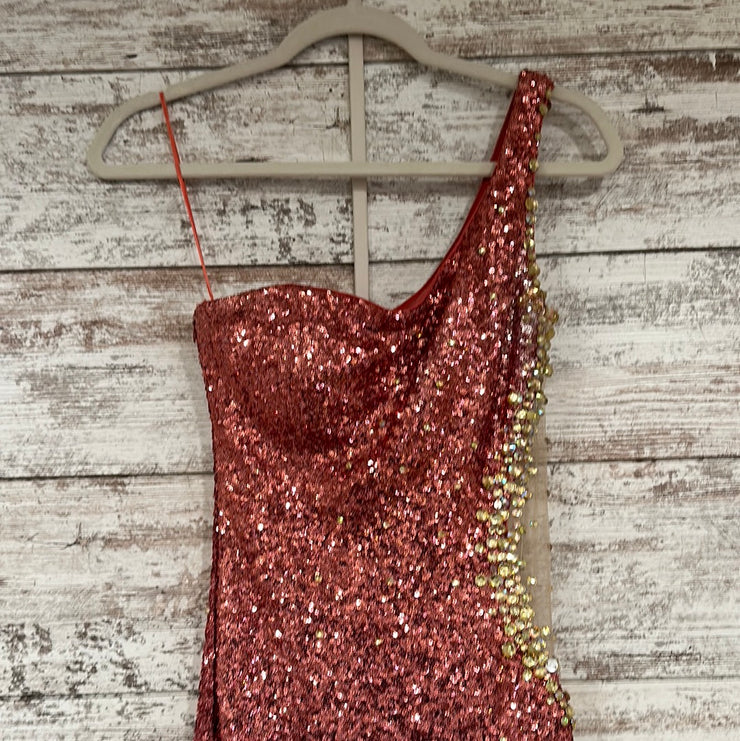 PINK FULL SEQUIN LONG DRESS