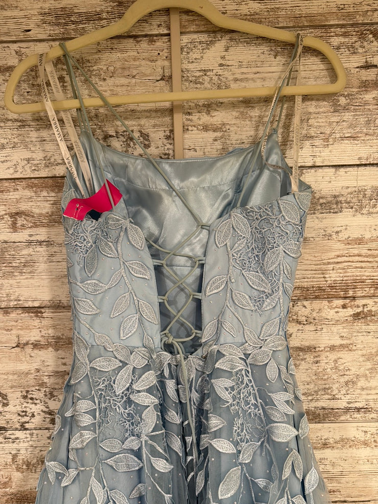 BLUE/FLORAL A LINE GOWN