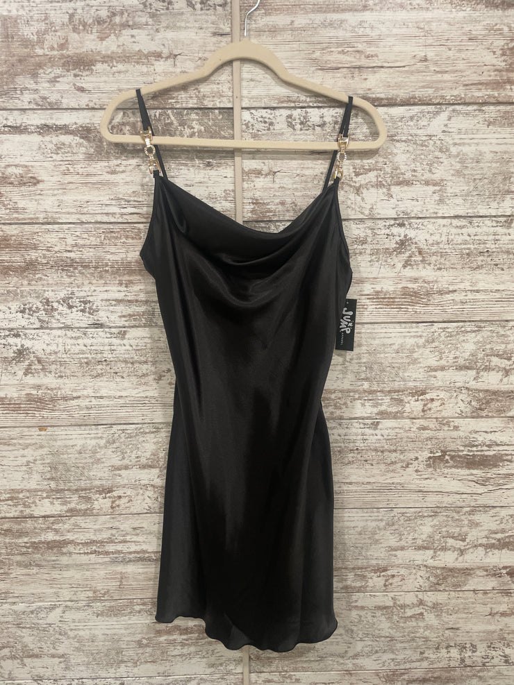 BLACK SATIN SHORT DRESS (NEW)