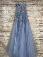 BLUE SPARKLY A LINE GOWN (NEW)