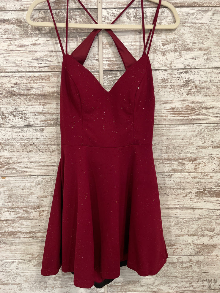 BURGUNDY SPARKLY SHORT DRESS
