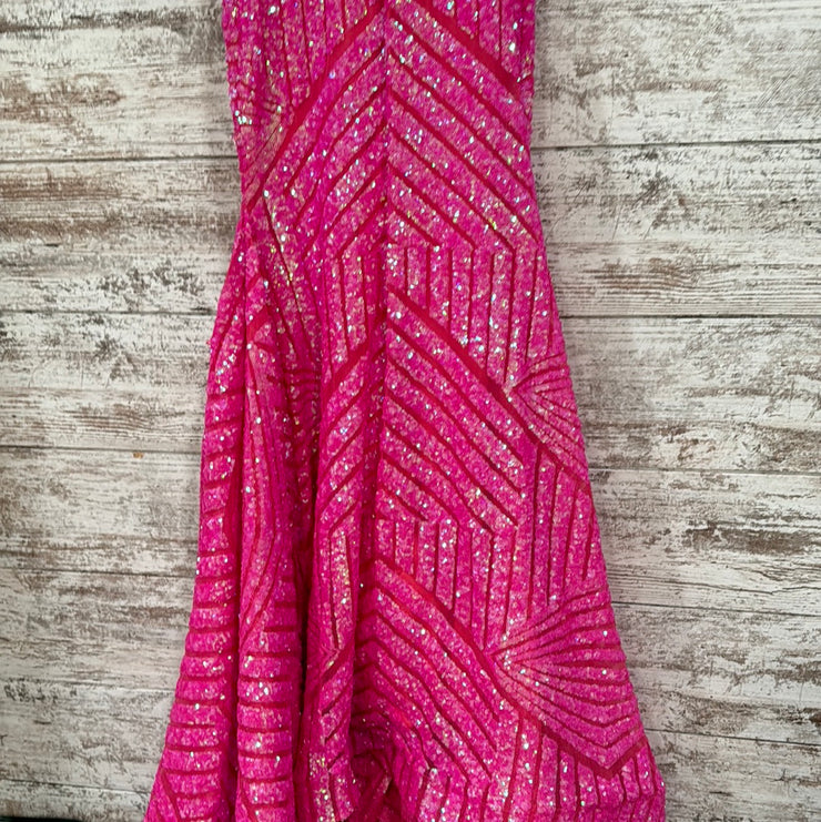 PINK SPARKLY LONG EVENING GOWN