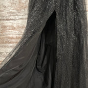 BLACK SPARKLY A LINE GOWN