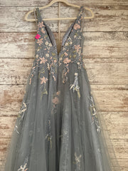 GRAY/FLORAL A LINE GOWN (NEW)