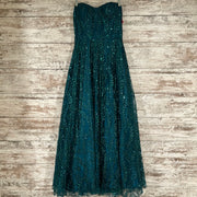 GREEN SPARKLY A LINE GOWN
