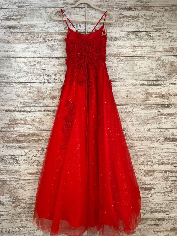 RED/FLORAL A LINE GOWN