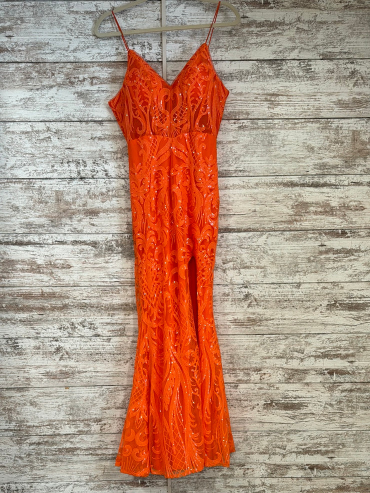 ORANGE SPARKLY LONG DRESS