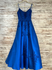 ROYAL BLUE/FLORAL A LINE GOWN