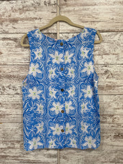 BLUE/WHITE SLEEVELESS TOP $176