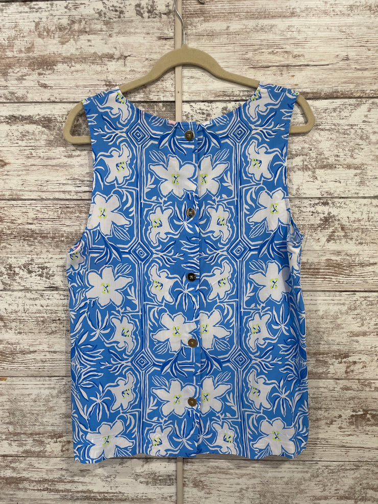 BLUE/WHITE SLEEVELESS TOP $176