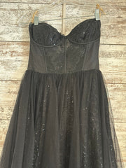 BLACK SPARKLY A LINE GOWN