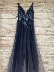 NAVY/FLORAL A LINE GOWN (NEW)