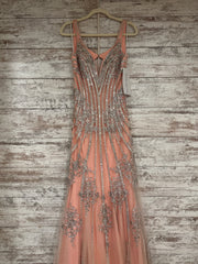 PEACH/SILVER LONG DRESS (NEW)