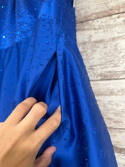 ROYAL BLUE SPARKLY A LINE GOWN