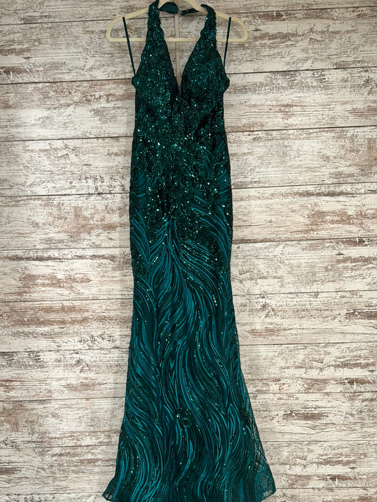 GREEN SPARKLY LONG DRESS (NEW)