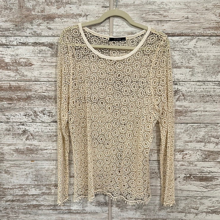 IVORY CROCHET LONG SLEEVE TOP