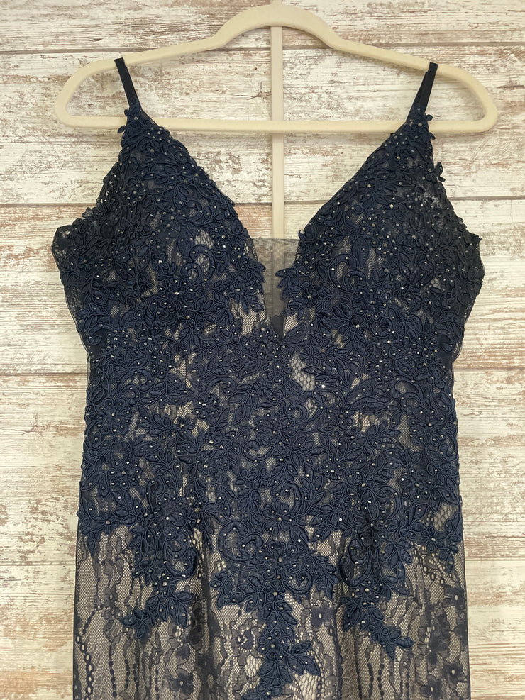NAVY/NUDE LACE MERMAID GOWN