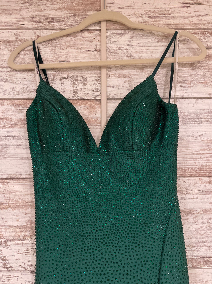 GREEN HOT STONE LONG DRESS