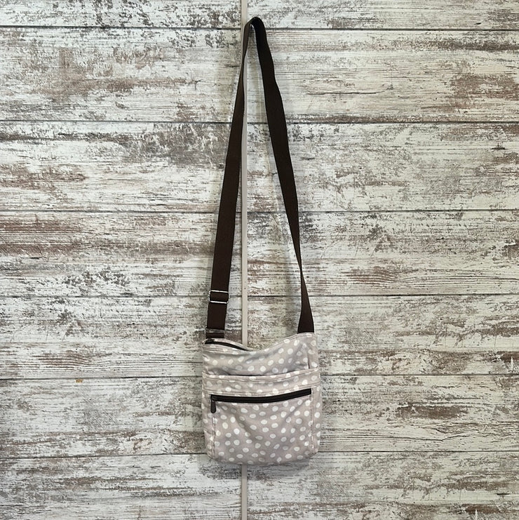 TAN/WHITE POLKA DOT CROSSBODY