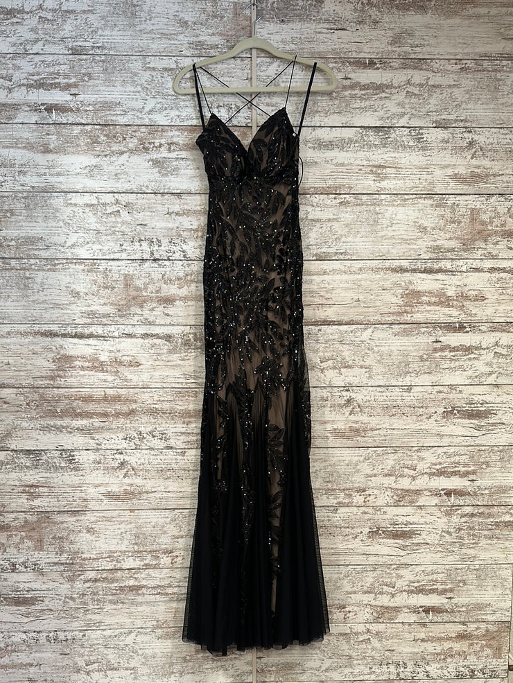 BLACK/NUDE SPARKLY LONG GOWN