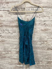 TEAL/FLORAL SHORT DRESS $450