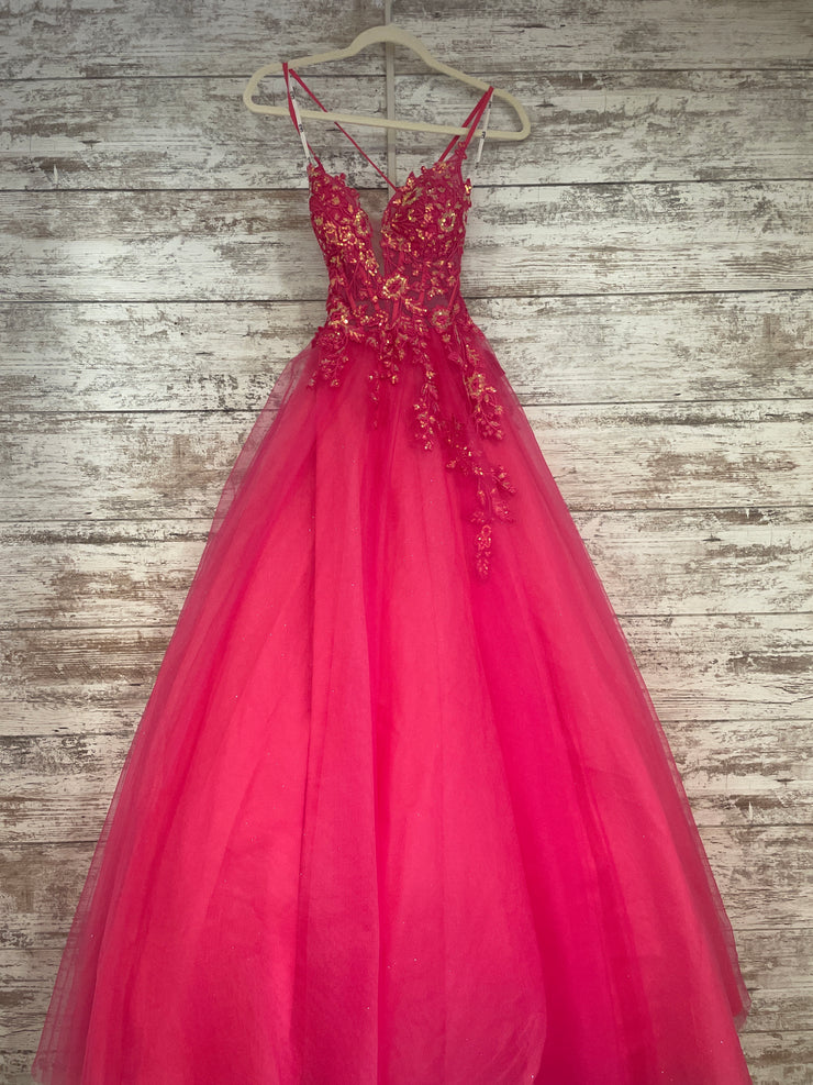 PINK SPARKLY A LINE GOWN