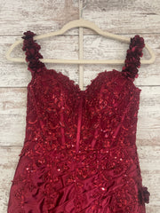 BURGUNDY/FLORAL LONG DRESS