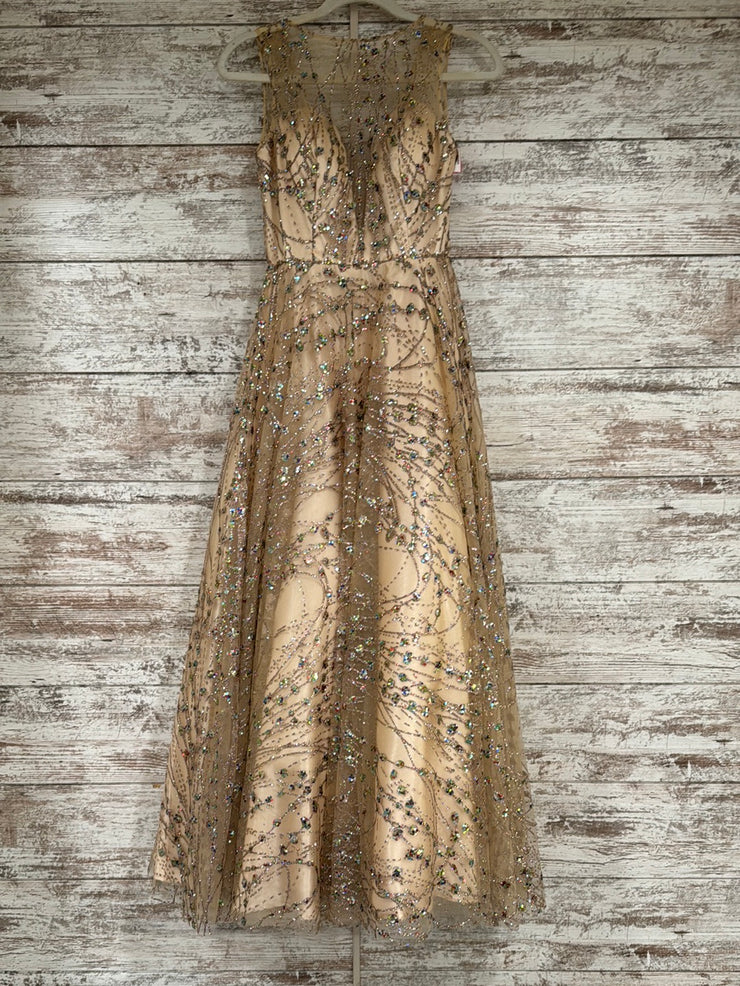 GOLD SPARKLY A LINE GOWN