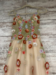 TAN/FLORAL A LINE GOWN