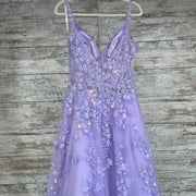 PURPLE SPARKLY A LINE GOWN