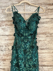 GREEN/FLORAL SPARKLY LONG DRES