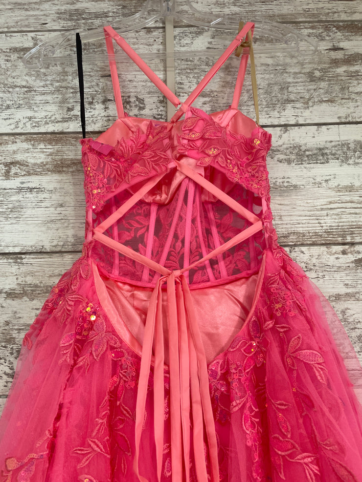 PINK/FLORAL A LINE GOWN (NEW)