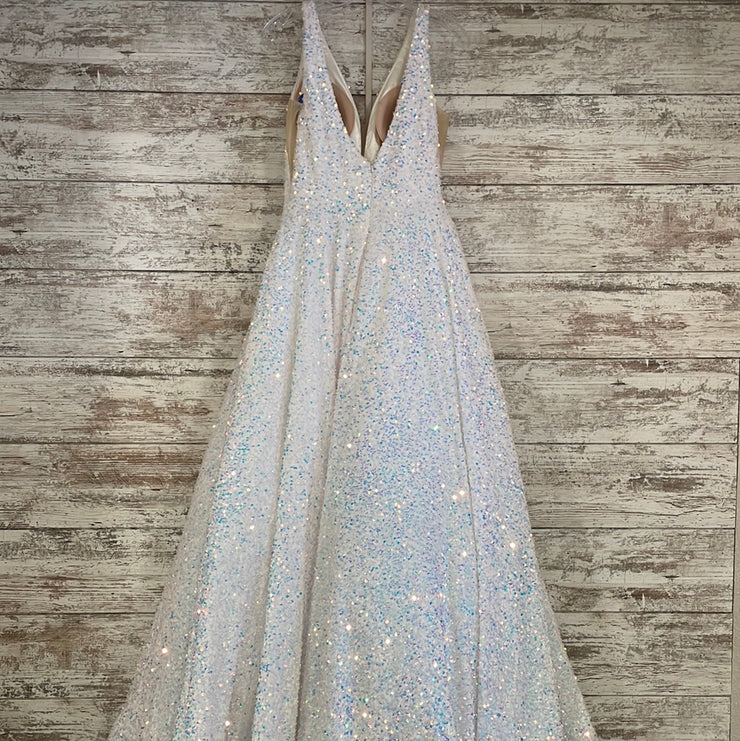 WHITE SEQUIN PRINCESS GOWN