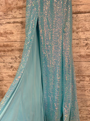 BLUE SPARKLY SEQUIN LONG DRESS