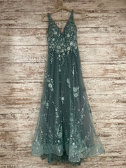 GREEN/FLORAL SPARKLY A LINE