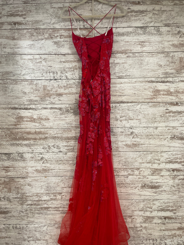 RED SPARKLY MERMAID GOWN