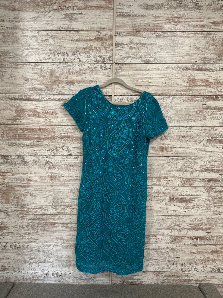 TEAL SPARKLY MIDI DRESS